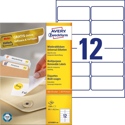 Avery zweckform l4743rev - avery, l4743rev-100