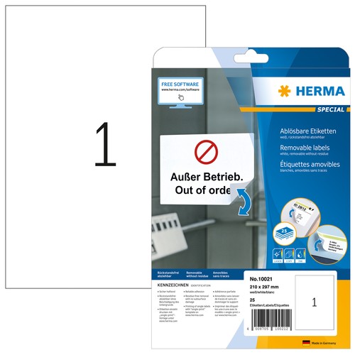 Herma ablösbare etiketten - etiketten, a4